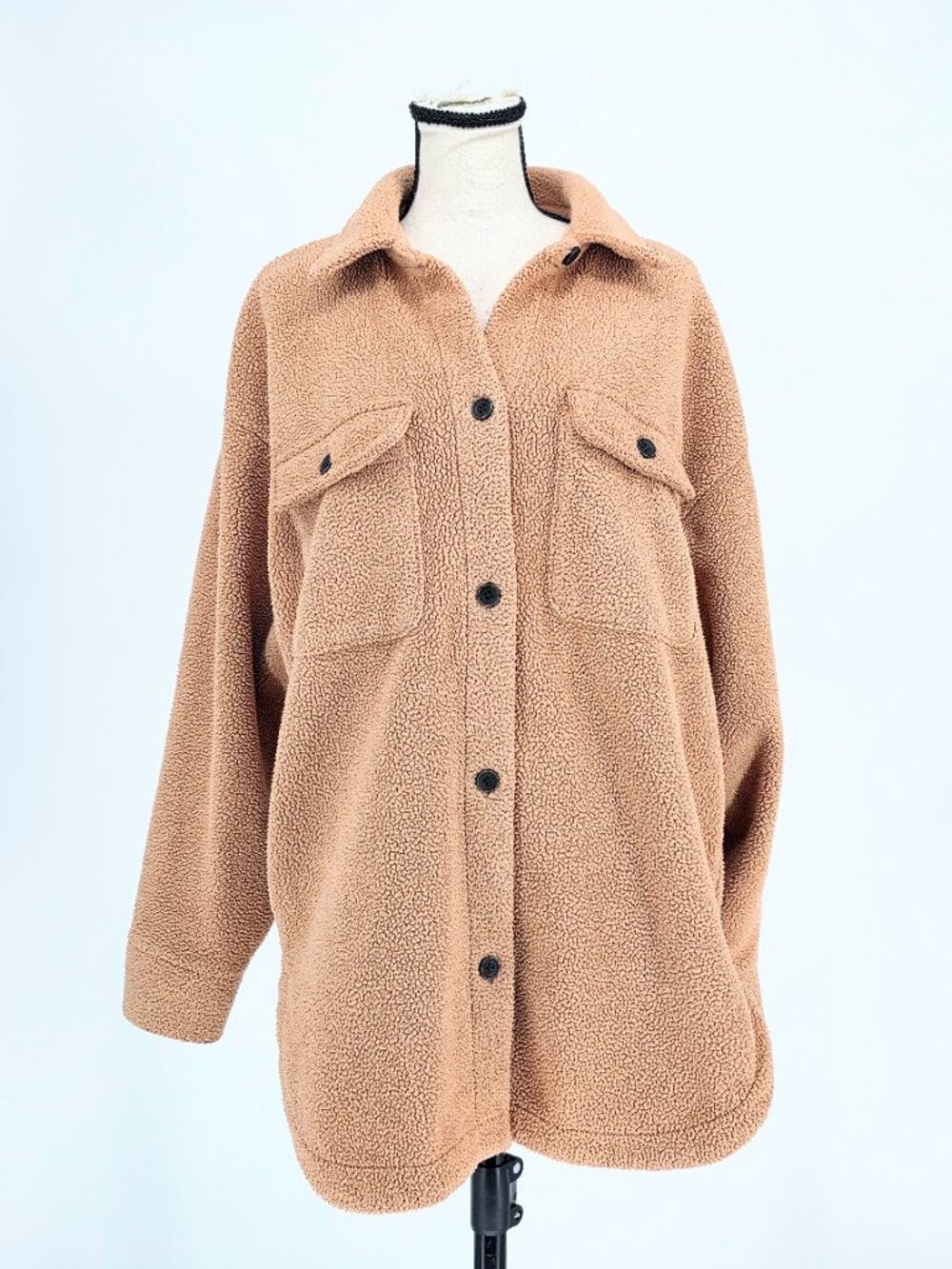 Roxy Over And Out Sherpa Fleece Shacket Jacket Tan Toast Size XS EUC